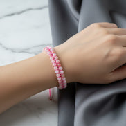 Opal Pembe 3-4 mm Çift Sıra Doğal Taş Bileklik – Unisex El İşçiliği