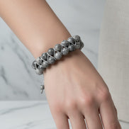 Gri Jasper 8 mm Çift Sıra Makrome Doğal Taş Bileklik