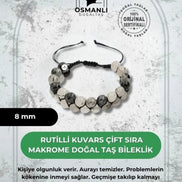 Rutilli Kuvars 8mm Çift Sıra Makrome Doğal Taş Bileklik