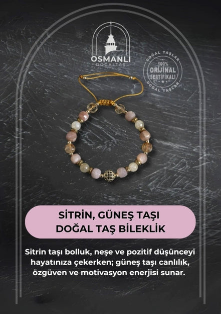 Sitrin ve Güneş Taşı Doğaltaş Bileklik