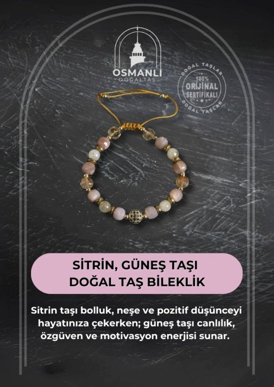 Sitrin ve Güneş Taşı Doğaltaş Bileklik