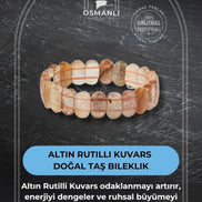 Rutilli Kuvars Doğal Taş Geniş Kesim Bileklik