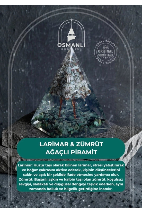 Larimar & Zümrüt Ağaçlı Piramit