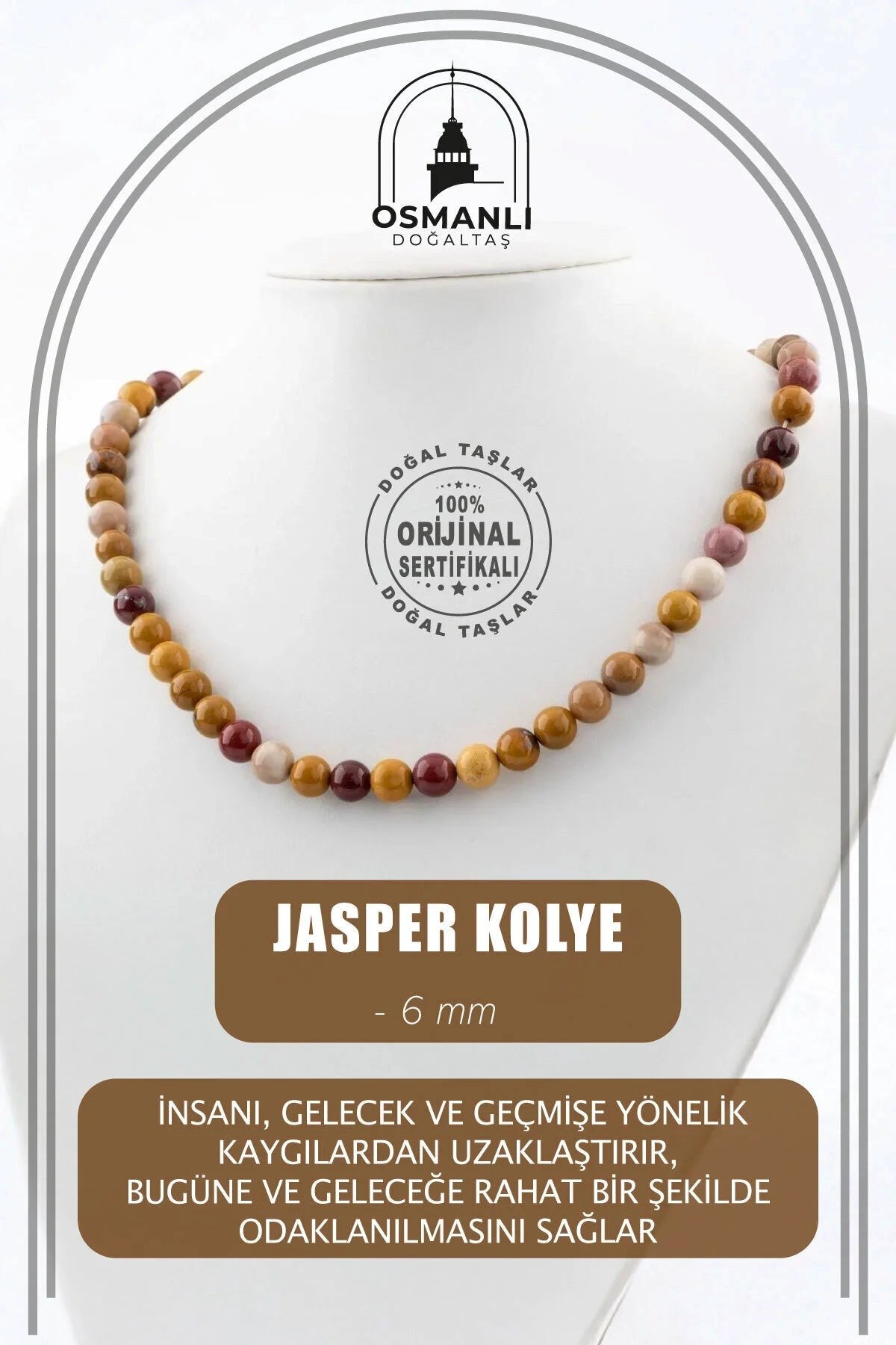 Jasper 6 mm Dizi Doğal Taş Kolye