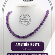Ametrin 8 mm Dizi Doğal Taş Kolye