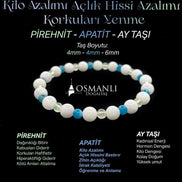 Zayıflama Açlık Bastırma Korkuları Azaltma Bilekliği - Ay Taşı - Prehnit - Apatit