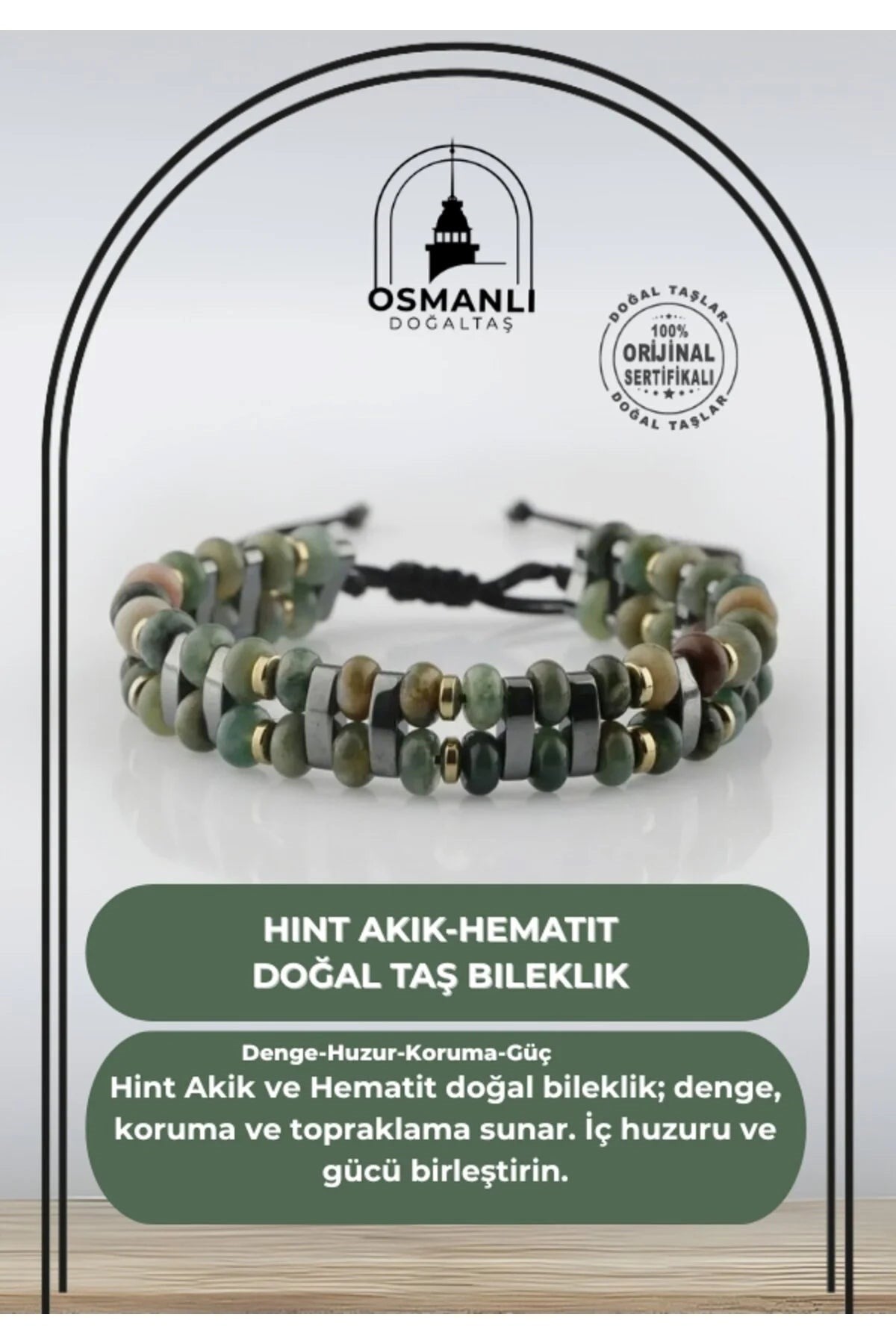 Hint Akik-Hematit Doğal Taş Bileklik