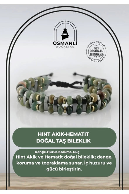 Hint Akik-Hematit Doğal Taş Bileklik
