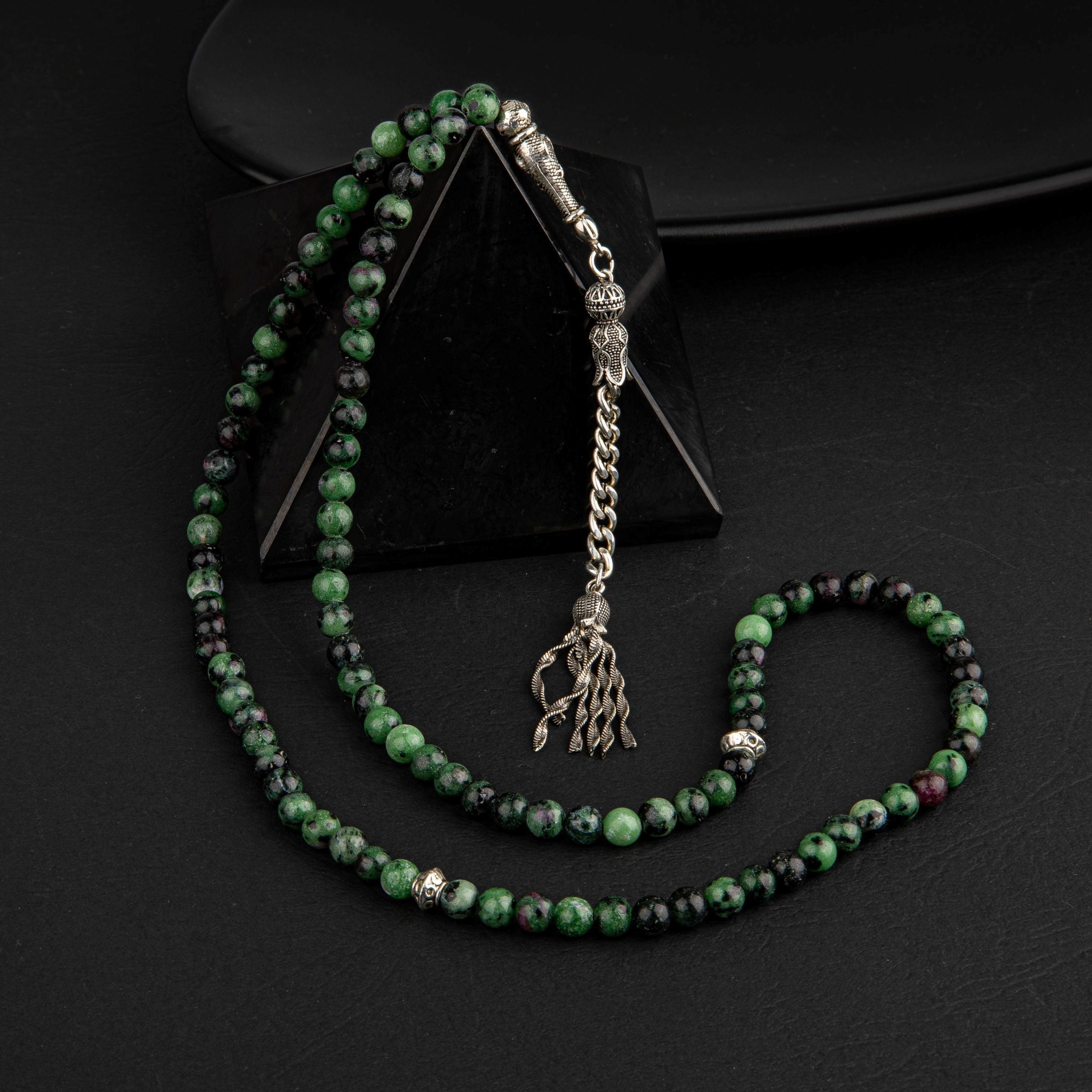 Anyolit (Ruby in Zoisite) Doğal Taş Tesbih – 99’luk / 6 mm