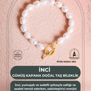 Gümüş Kapama İnci Doğal Taş Bileklik (SK:054)
