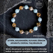Sitrin, Akuamarin, Kuvars Zirkon Aparatlı Doğal Taş Bileklik (SK:174)
