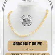 Aragonit 6 mm Dizi Doğal Taş Kolye