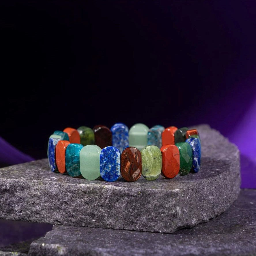 Boğa Burcu Bileklik Buz Mavizi Apatit, Dragon Jasper, Jasper, Lapis Lazuli, Yeşil Aventurin, Yeşim