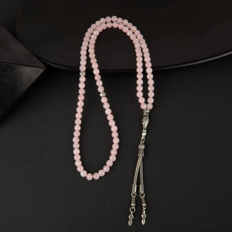 Pembe Kuvars (Gül Kuvars) Doğal Taş Tesbih 99luk - 6mm
