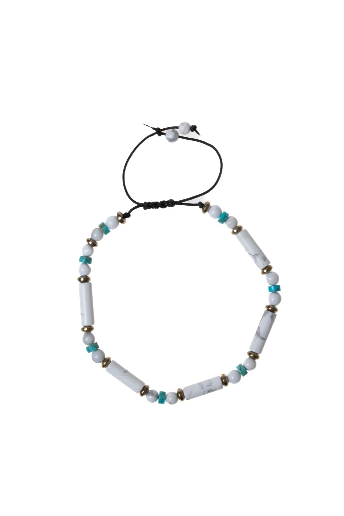 Havlit, Turkuaz, Hematit Doğal Taş Makrome Bileklik