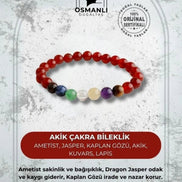 Akik Çakra Bileklik Ametist, Jasper, Kaplan Gözü, Akik, Kuvars, Lapis