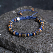 Sertifikalı Jasper, Lapis Lazuli, Hematit Doğal Taş Makrome Bileklik (SK:364)