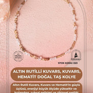 Sertifikalı Altın Rutilli Kuvars, Kuvars, Hematit Doğal Taş Kolye (SK:023)