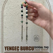 Yengeç Burcu Zaza Tesbih Doğal Taş Ametist, Anyolit, Aragonit, Kan Taşı, Sedef