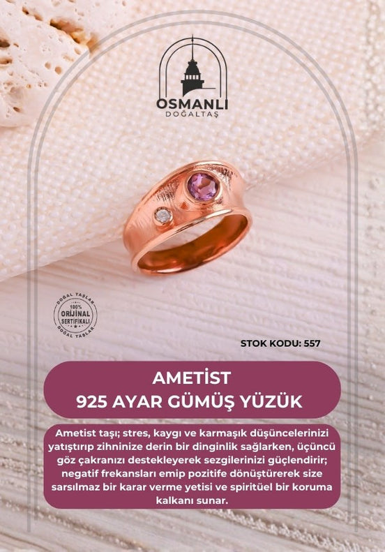 Ametist 925 Ayar Gümüş Yüzük (SK:557)