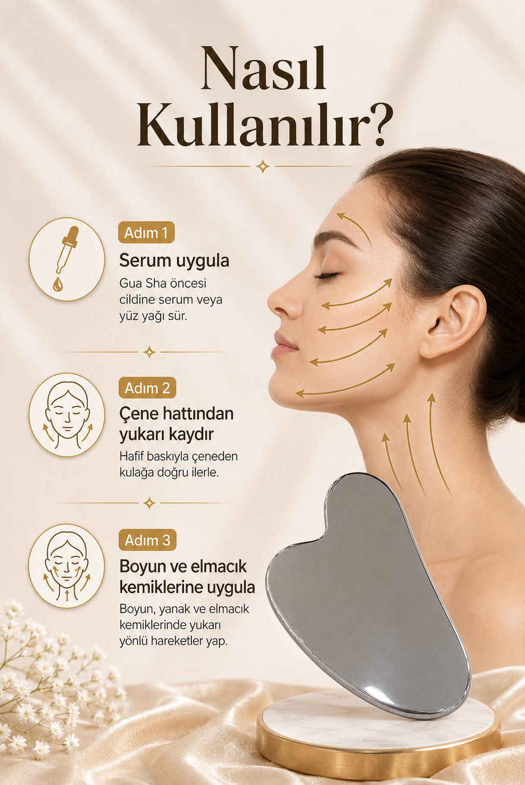 Doğal Taş Gua Sha – Yüz Şekillendirme ve Lenf Masaj Taşı | Sertifikalı Doğal Taş
