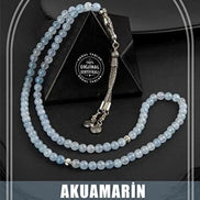 Akuamarin Doğal Taş Tesbih 99luk - 6mm