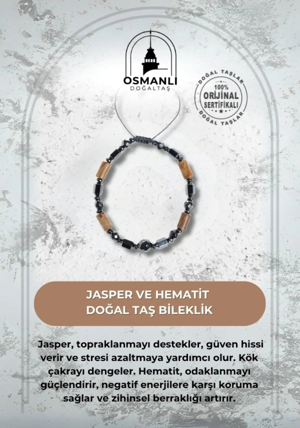Orijinal Jasper Hematit Doğal Taş Bileklik