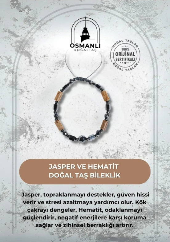 Orijinal Jasper Hematit Doğal Taş Bileklik