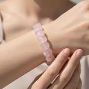 Pembe Kuvars Geniş Kesim Doğal Taş Bileklik