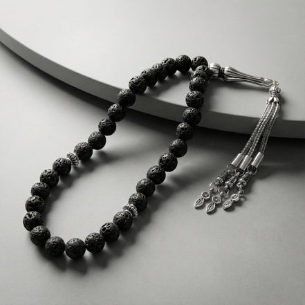 Siyah Lav Taşı Doğal Taş Tesbih – 33’lük / 8 mm