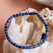 Lapis Lazuli, Hematit, Doğal Taş Makrome Bileklik (SK:075)