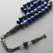 Lapis Lazuli Doğal Taş Tesbih – 925 Ayar Gümüş – 8 mm Küre Kesim