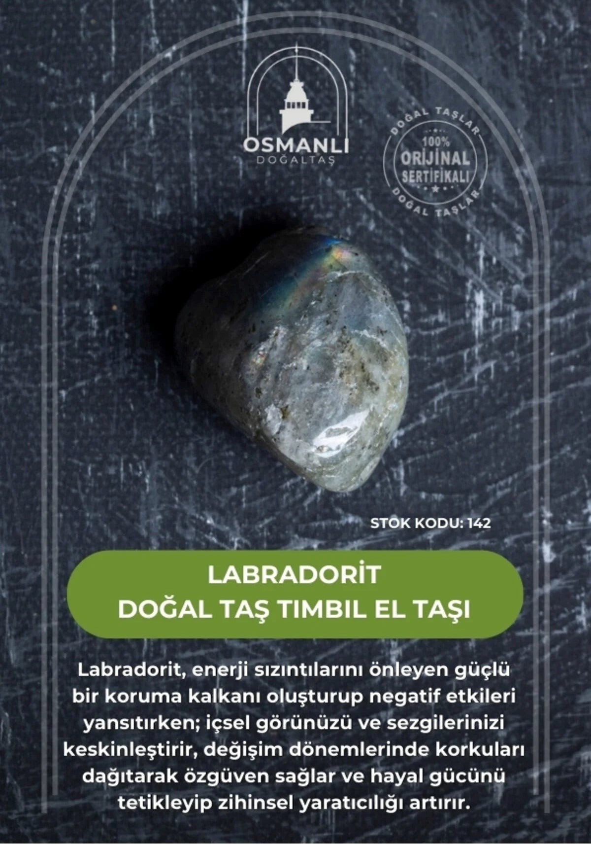 Labradorit Doğal Taş Tımbıl El Taşı (SK:142)