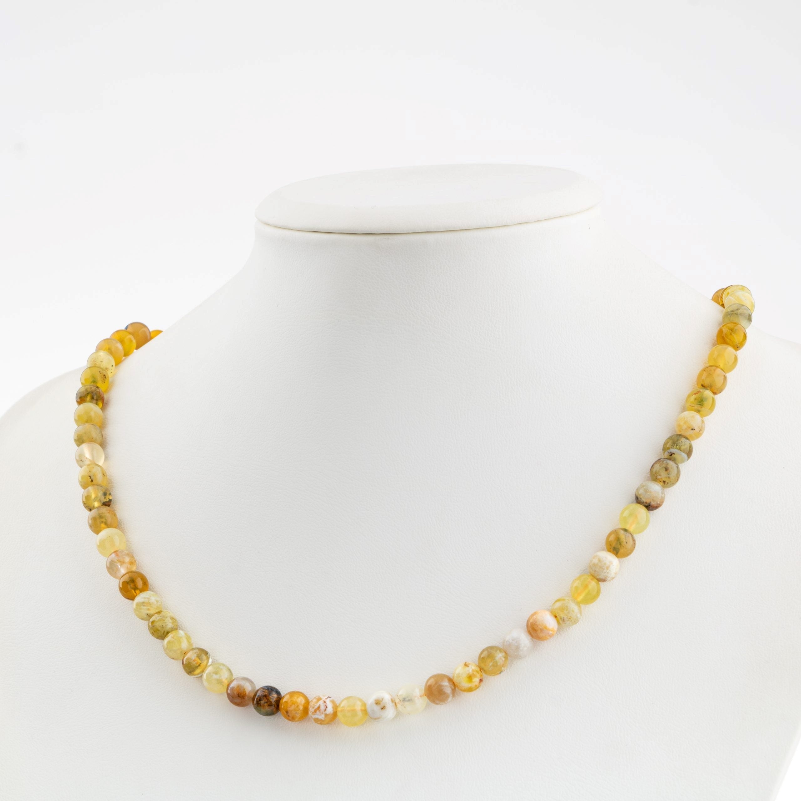 Sarı Opal Doğal Taş Kolye – 6 mm Dizi, Unisex Tasarım