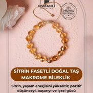 Sitrin Fasetli Doğal Taş Makrome Bileklik