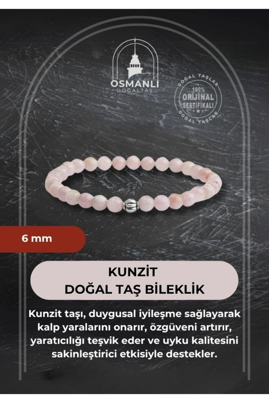Kunzit 6mm Doğal Taş Bileklik