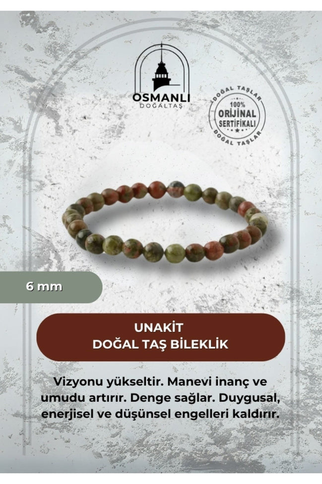Unakit 6mm Doğal Taş Bileklik