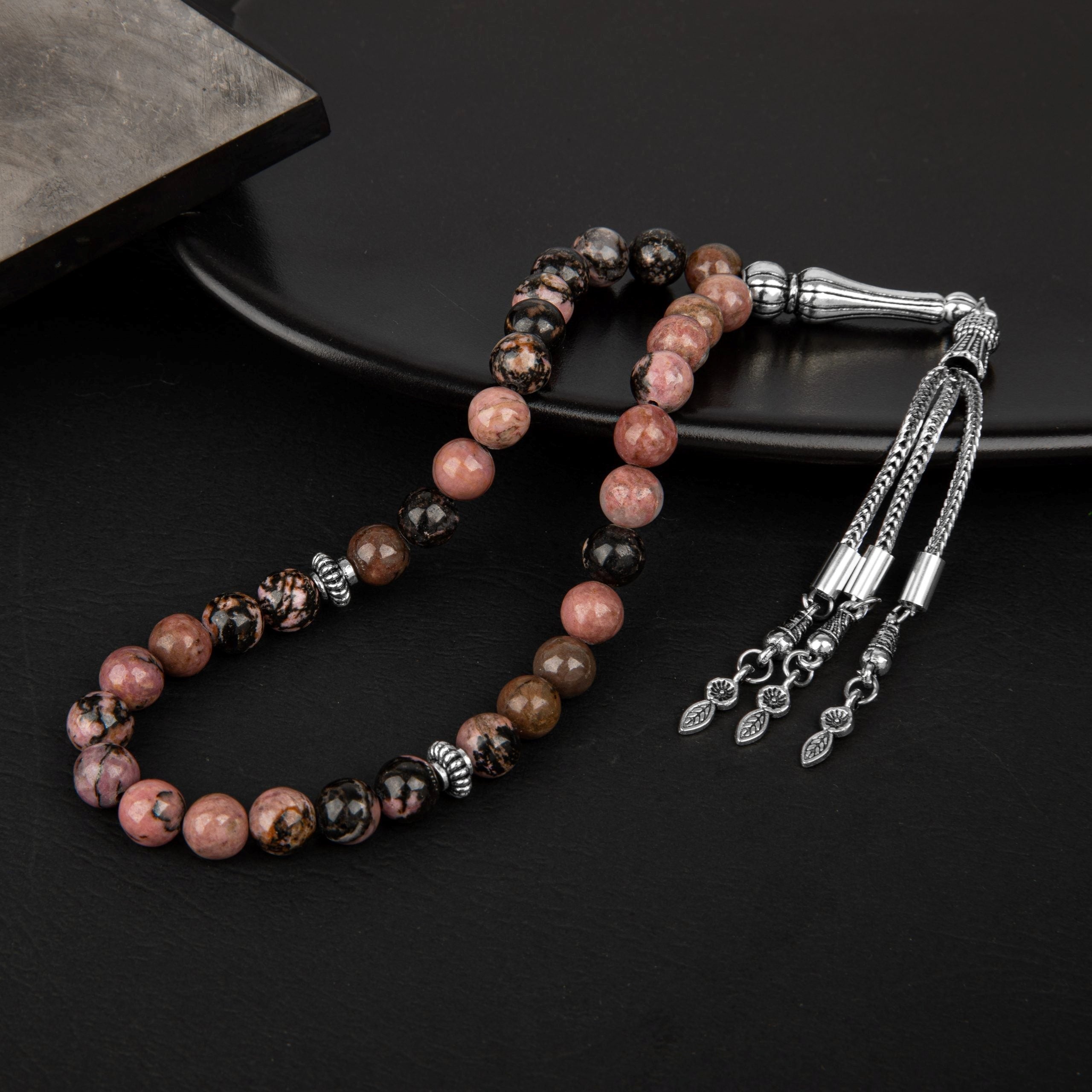 Rodonit Doğal Taş Tesbih – 33’lük / 8 mm