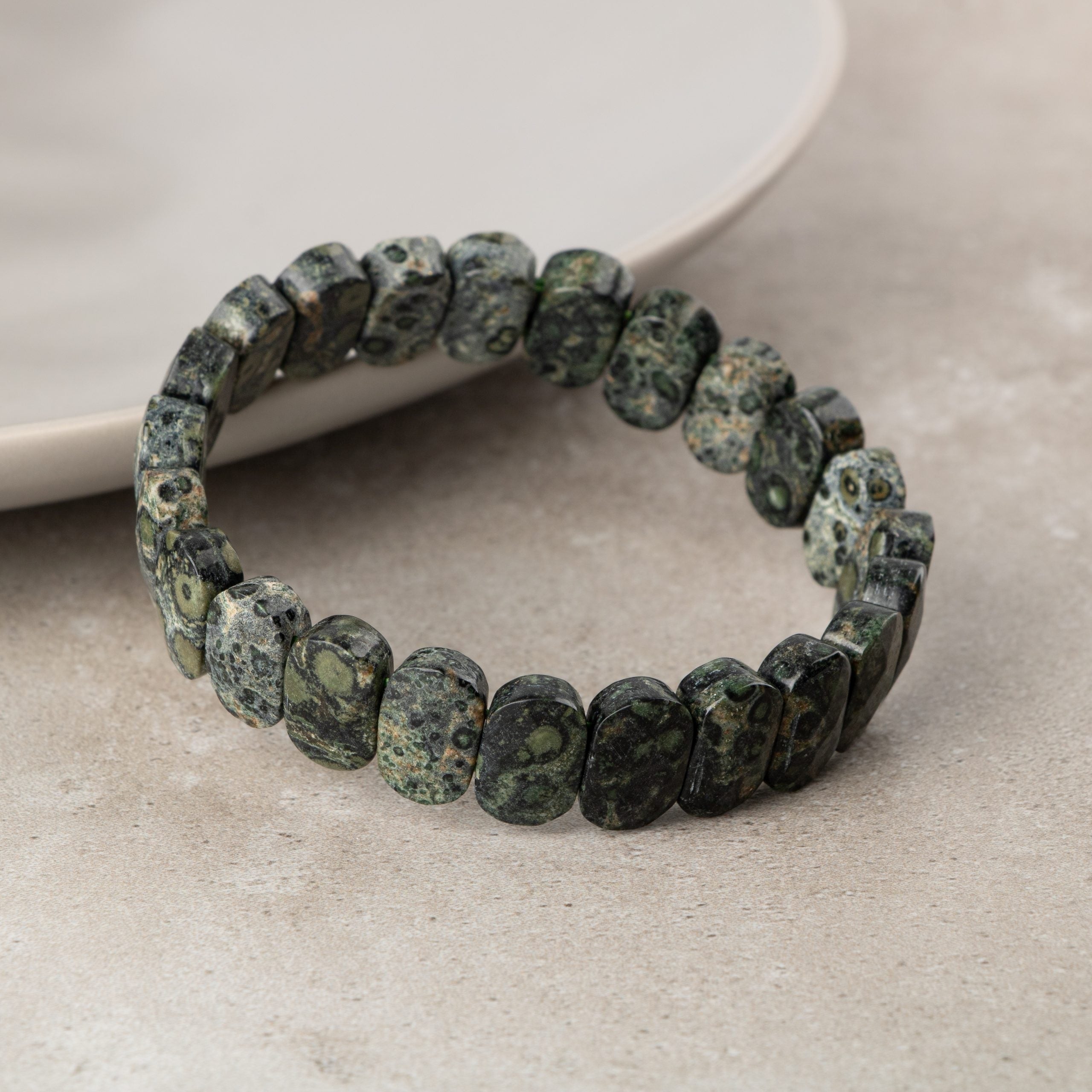 Yeşil Jasper Doğal Taş Geniş Kesim Bileklik – Unisex El İşçiliği