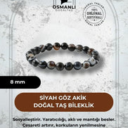 Siyah Göz Akik 8mm Doğal Taş Bileklik
