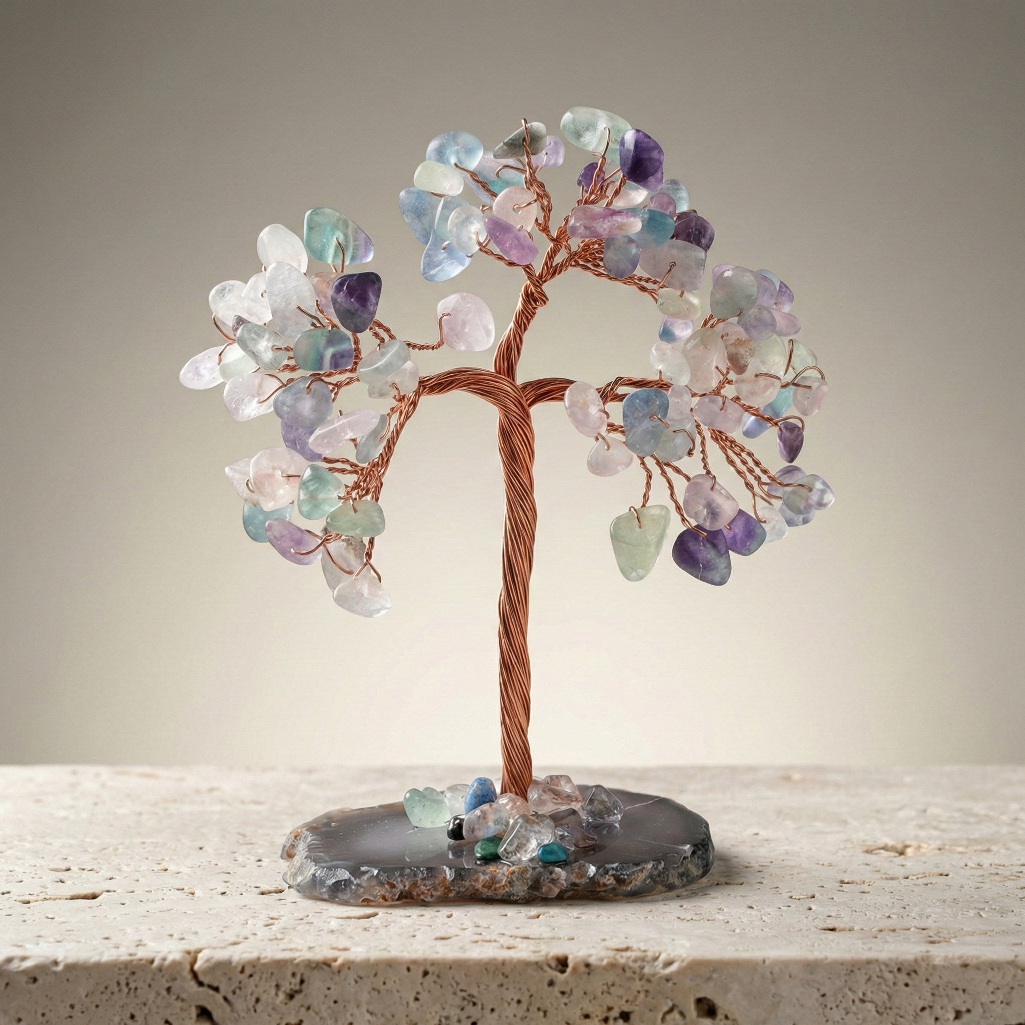Florit Doğal Taş Tel Sarmalı Ağaç – 6 × 11 cm | 62,3 gr