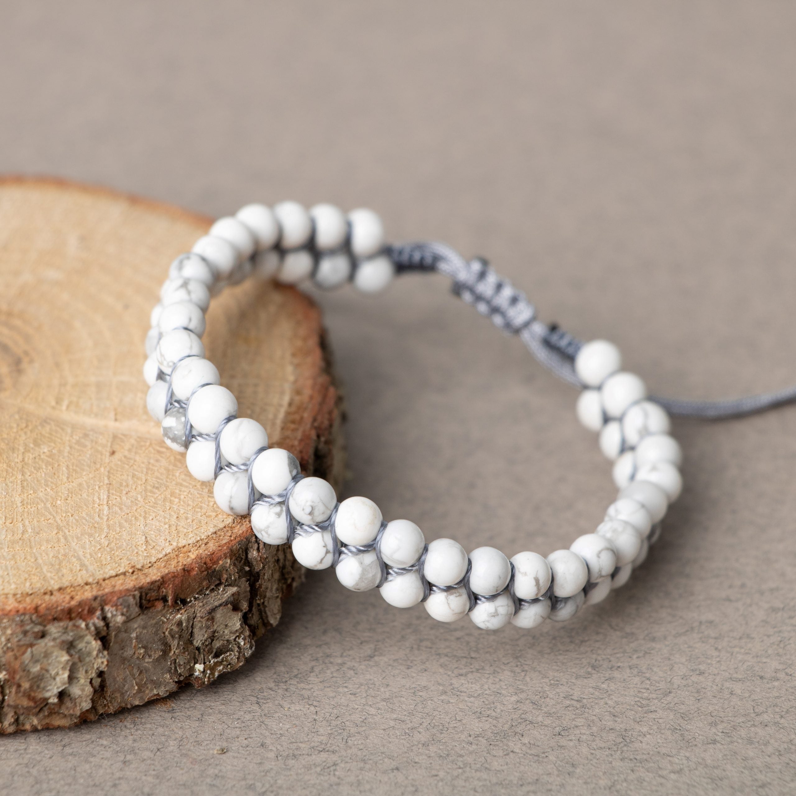 Havlit 4 mm Çift Sıra Doğal Taş Bileklik – Unisex El İşçiliği