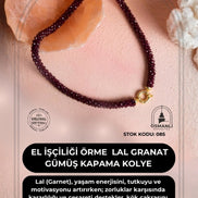 El İşçiliği Örme Lal (Granat) Gümüş Kapama Kolye (SK:085)