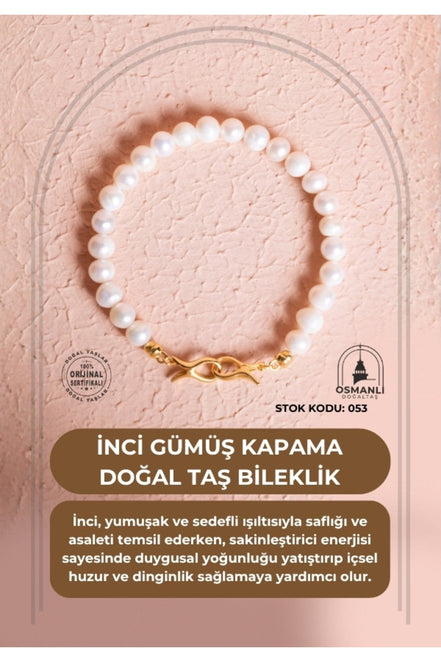 İnci Gümüş Kapama Doğal Taş Bileklik (SK:053)
