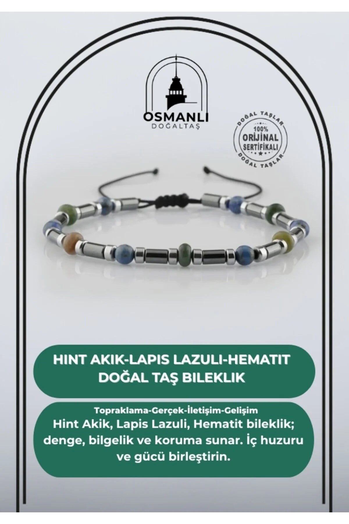 Hint Akik-Lapis Lazuli-Hematit Doğal Taş Bileklik