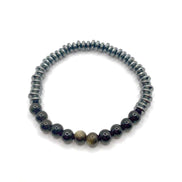 Hakiki Orijinal 6mm Obsidyen - Hematit Doğal Taş Misinalı Bileklik