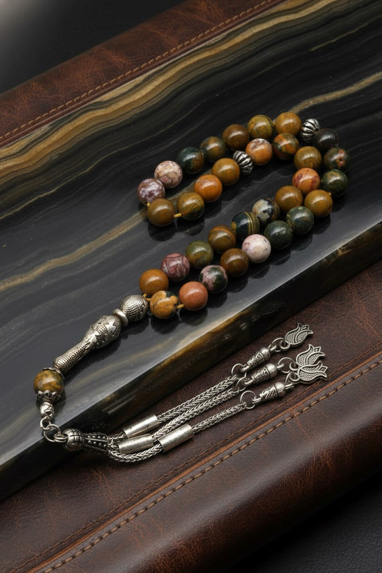 Ocean Jasper Doğal Taş Tesbih – 8 mm Küre Kesim