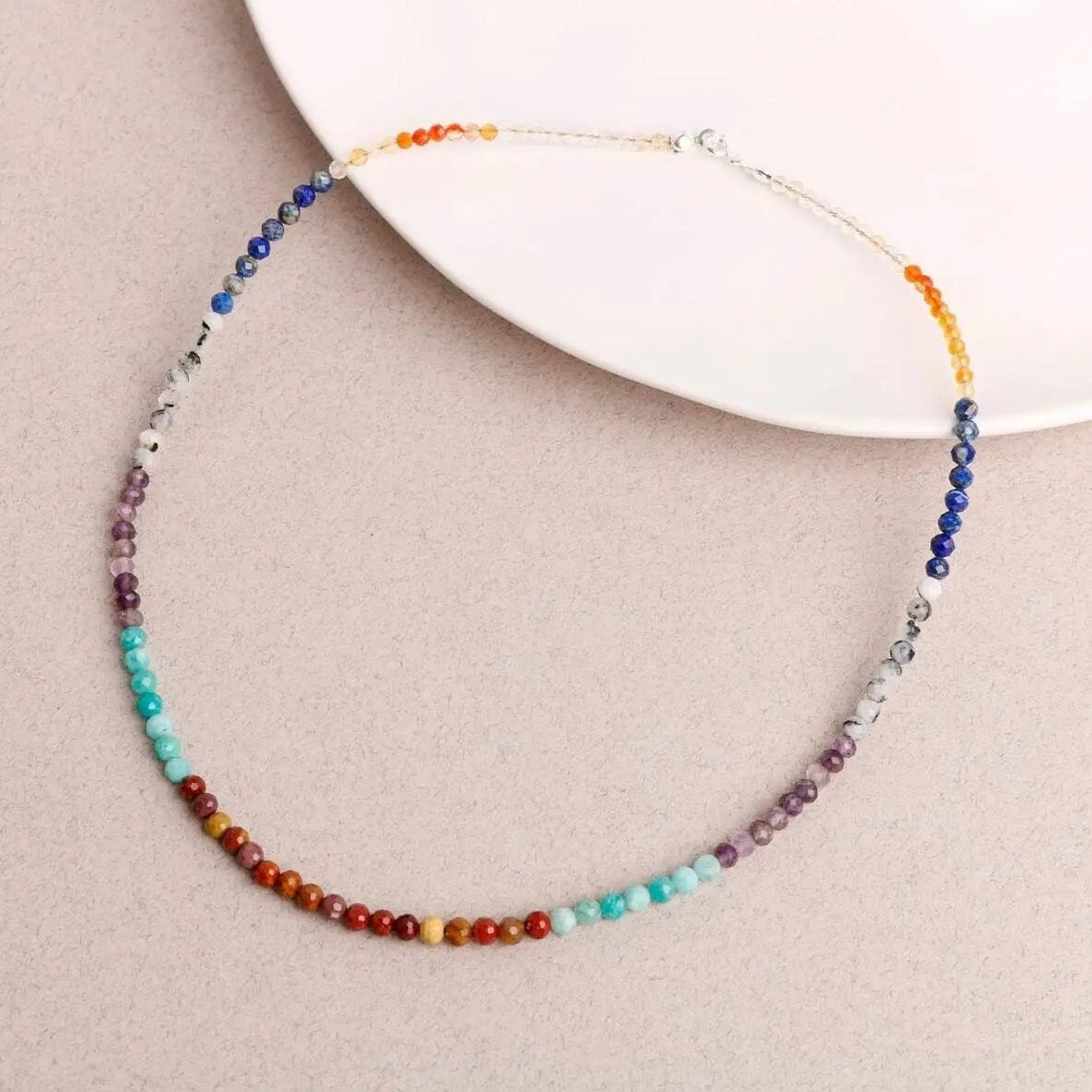 Çakra Kolye Amazonit, Ametist, Jasper, Karnelyan Akik, Lapis Lazuli