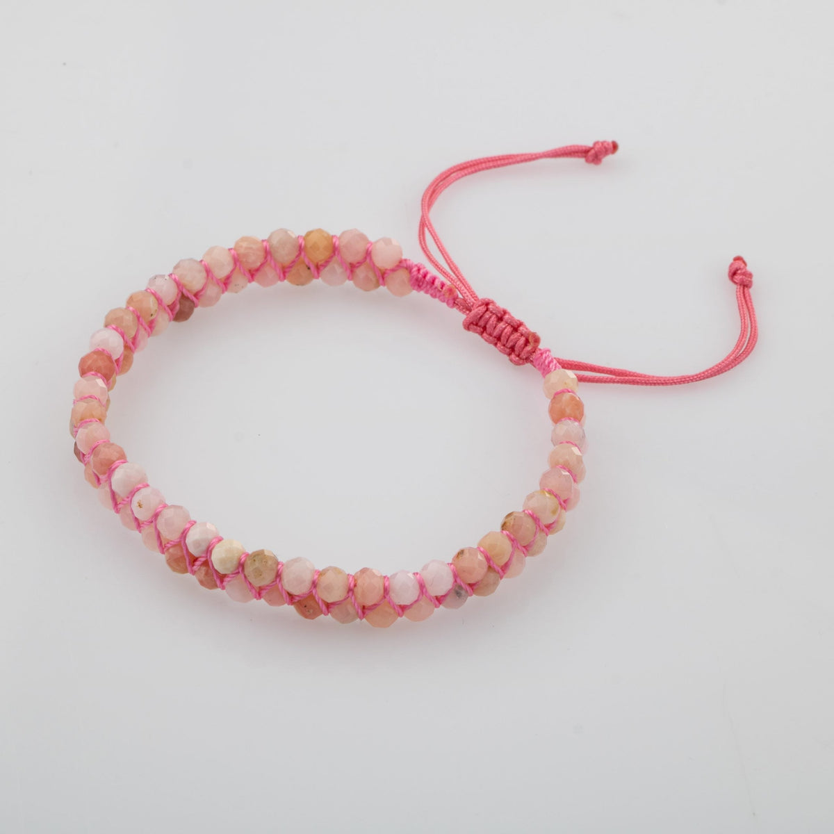 Opal Pembe 3-4 mm Çift Sıra Doğal Taş Bileklik – Unisex El İşçiliği
