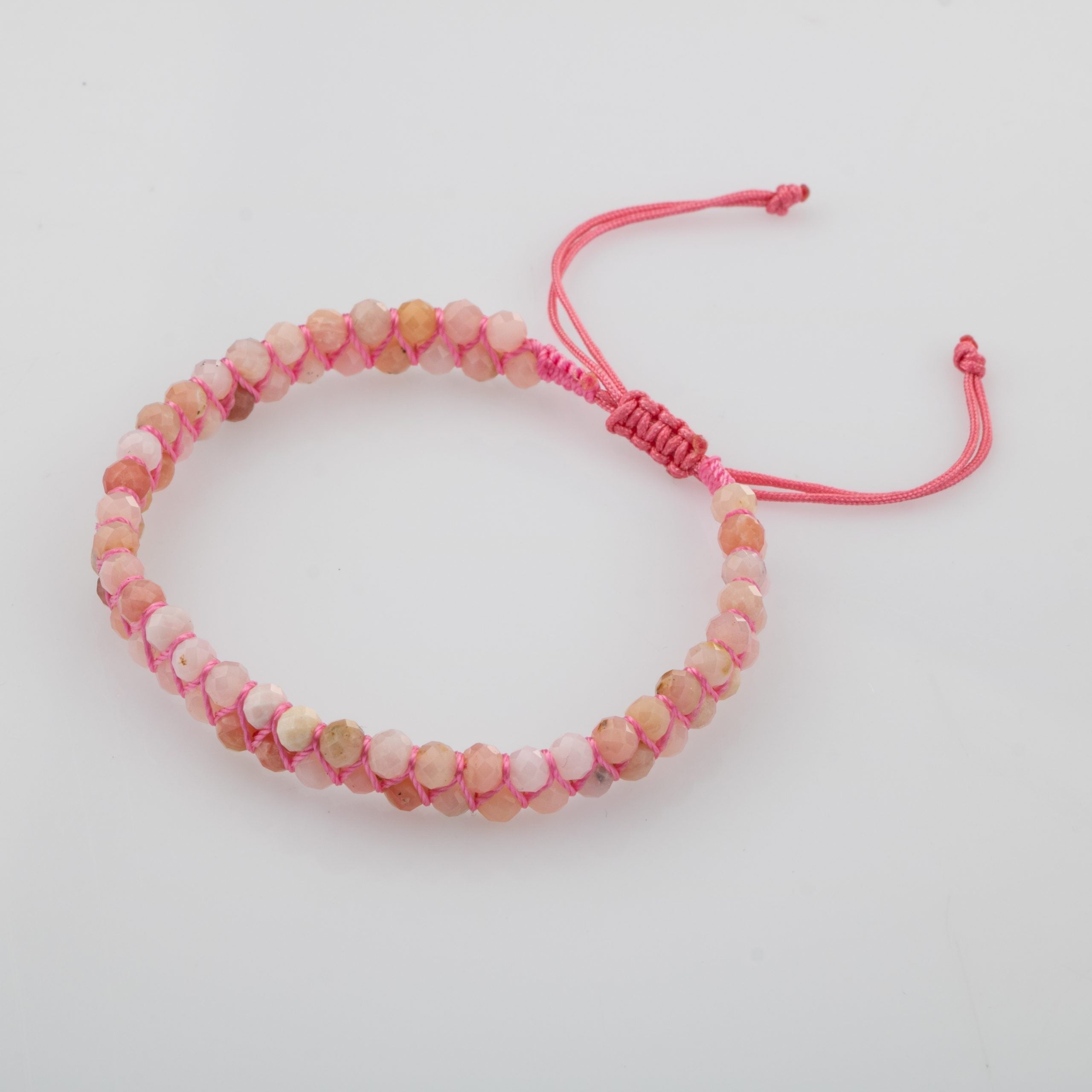 Opal Pembe 3-4 mm Çift Sıra Doğal Taş Bileklik – Unisex El İşçiliği